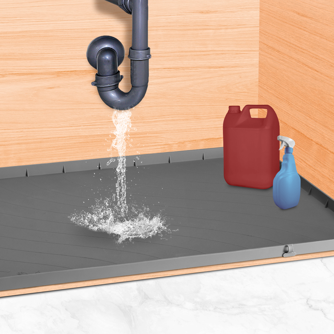 Silicone Under Sink Mat Liner with Drain Hole