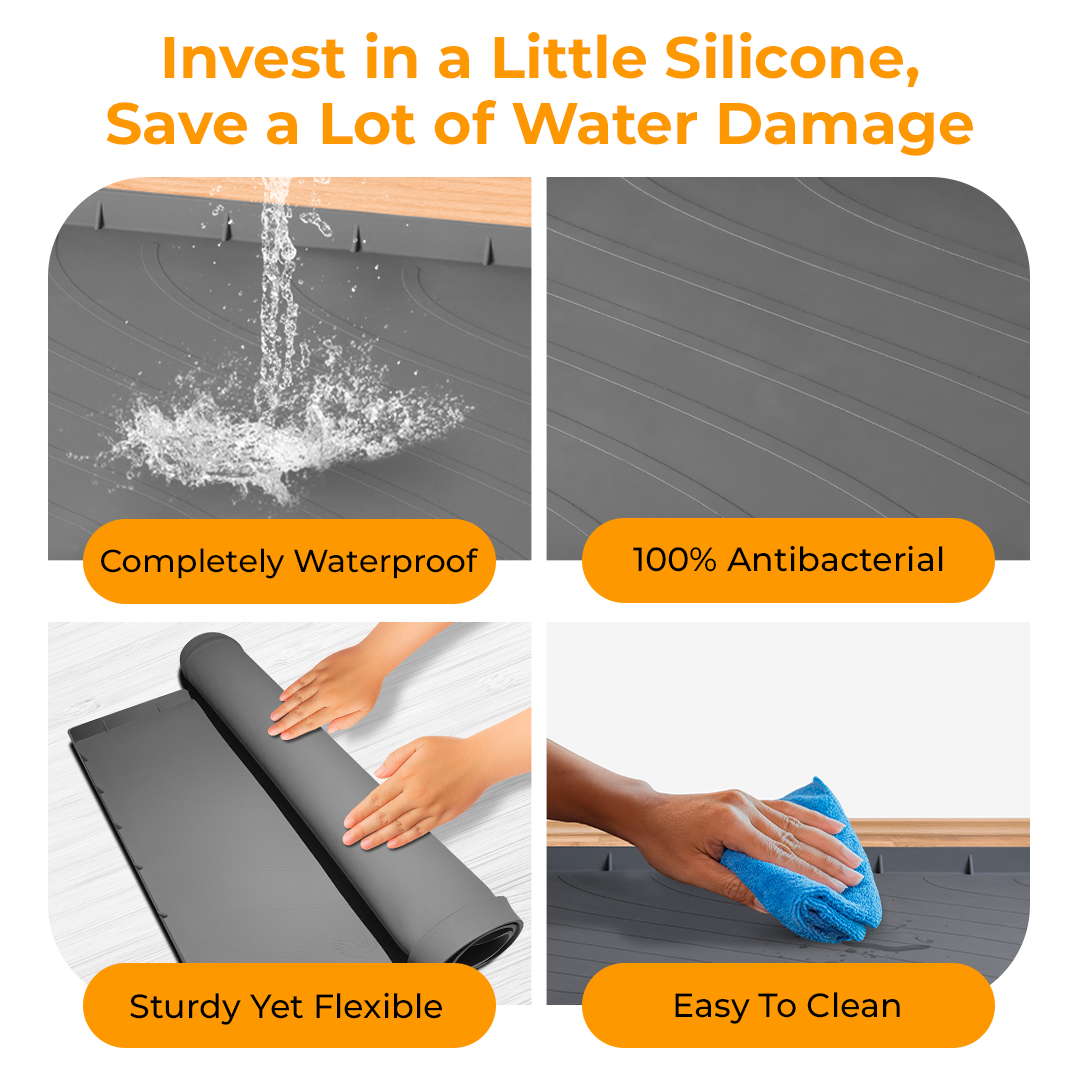 AECHY Silicone Under Sink Mat, Waterproof & Drain, Fits 30 & 36